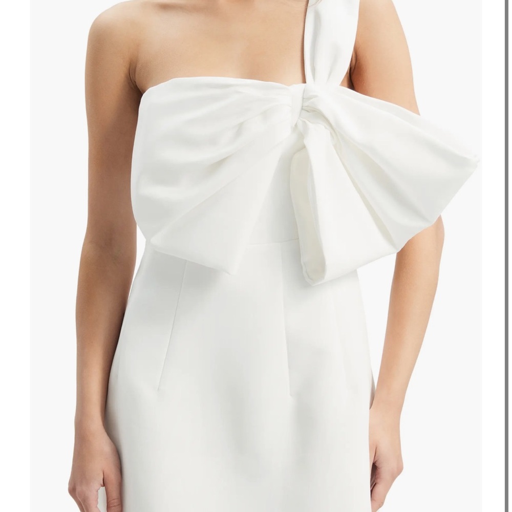 Bardot White One-Shoulder Dress with Bow